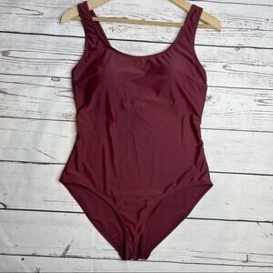 On The Beach burgundy full piece bathing suit